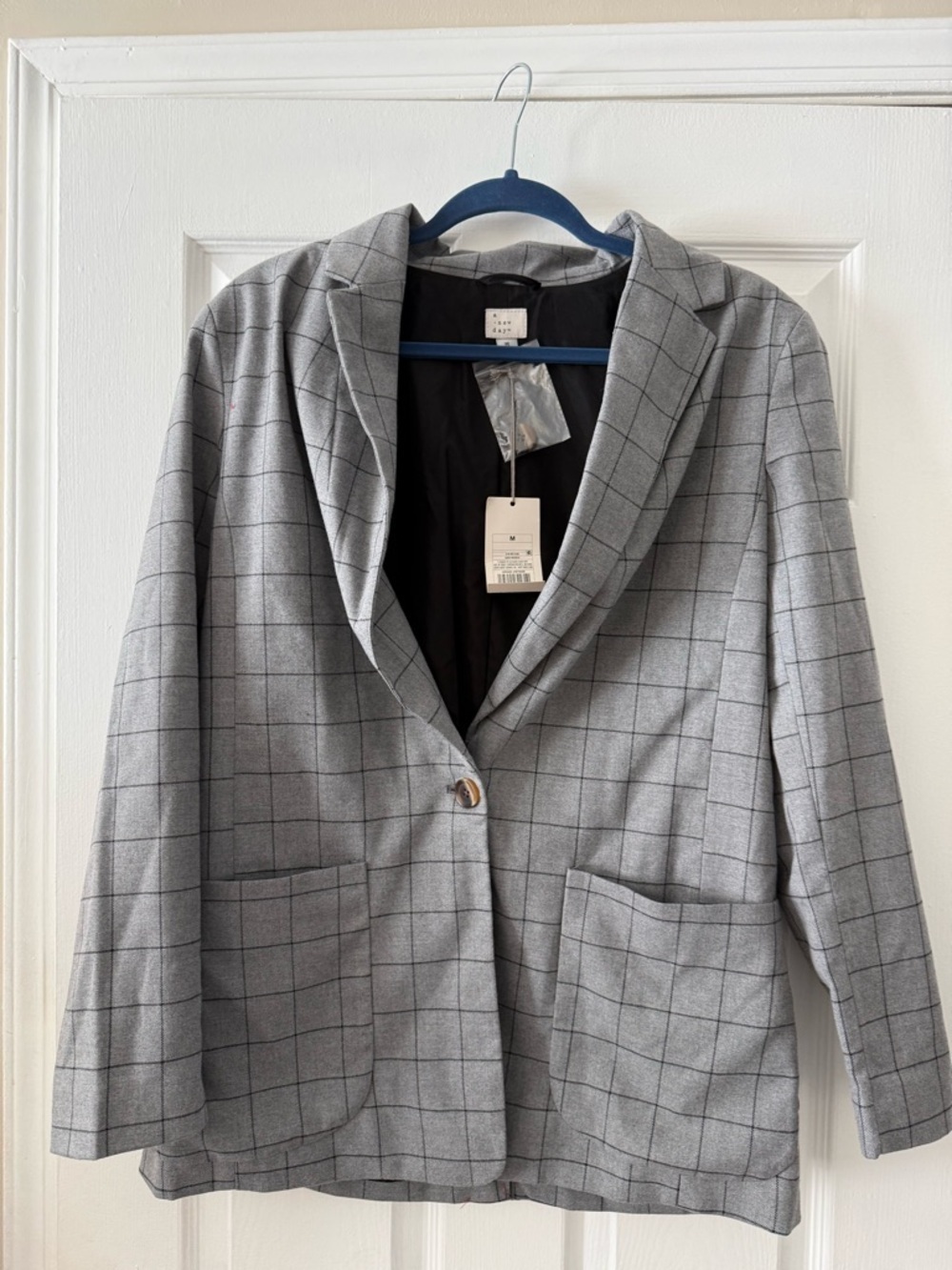 a new day Gray Windowpane Blazer